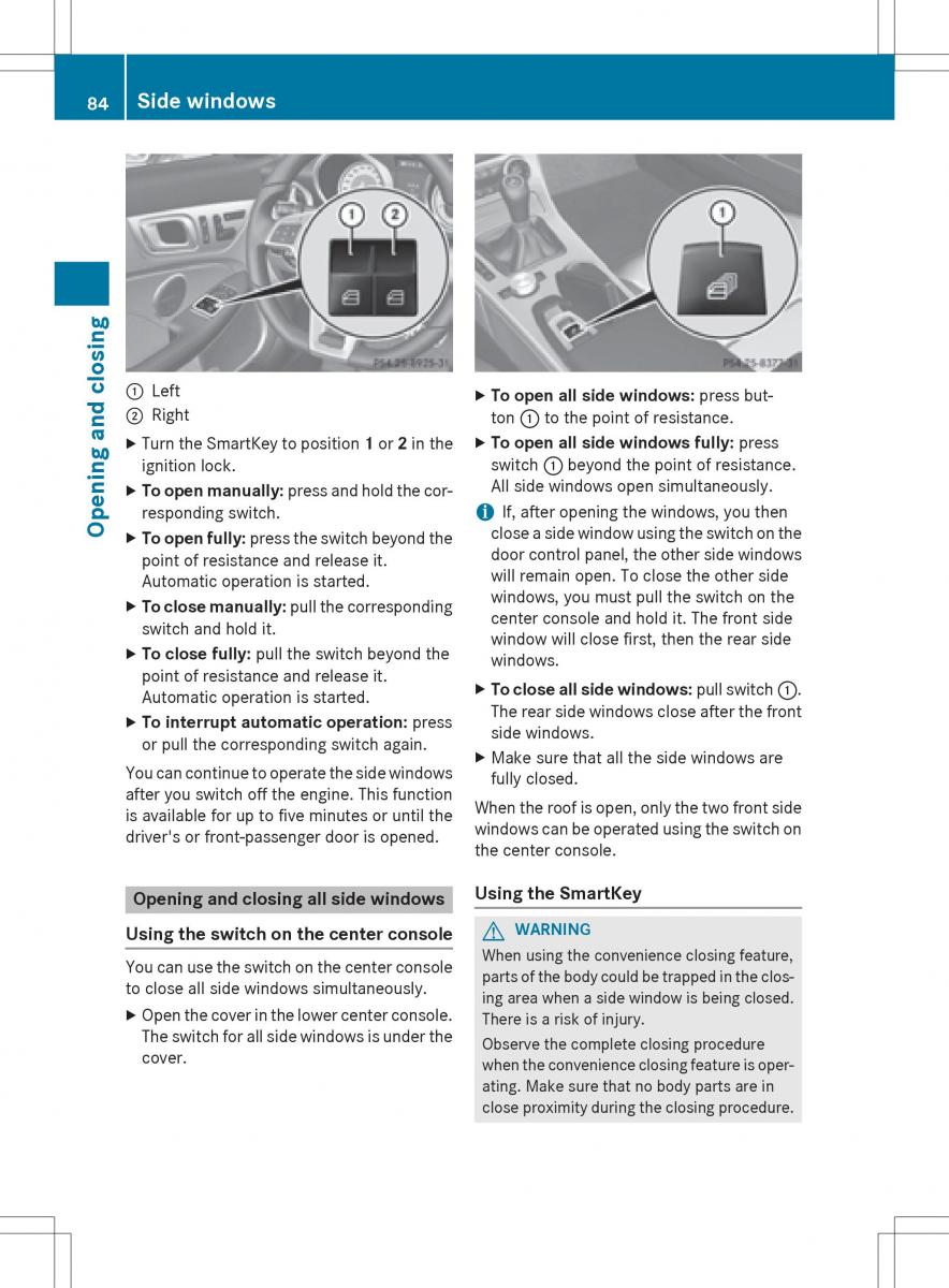 Mercedes Benz SLK R172 owners manual / page 86