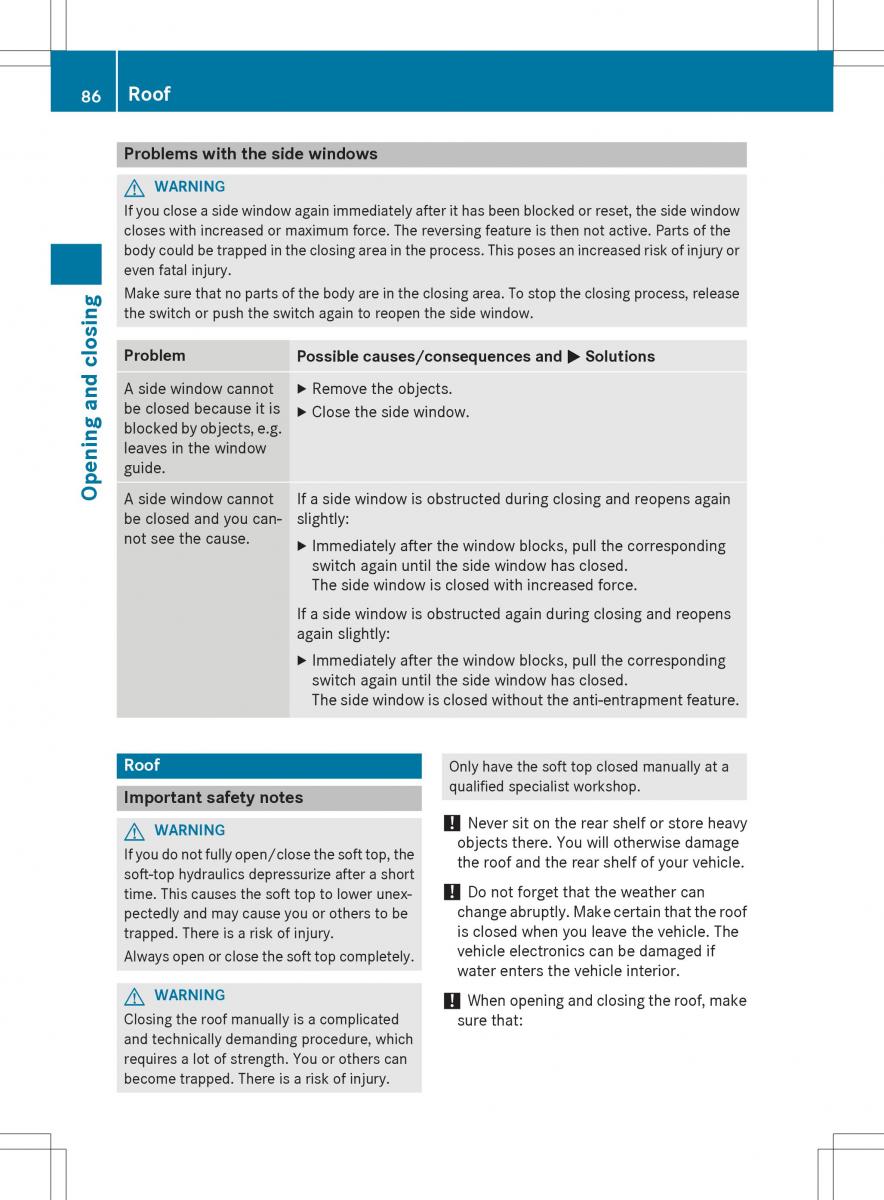 Mercedes Benz SLK R172 owners manual / page 88