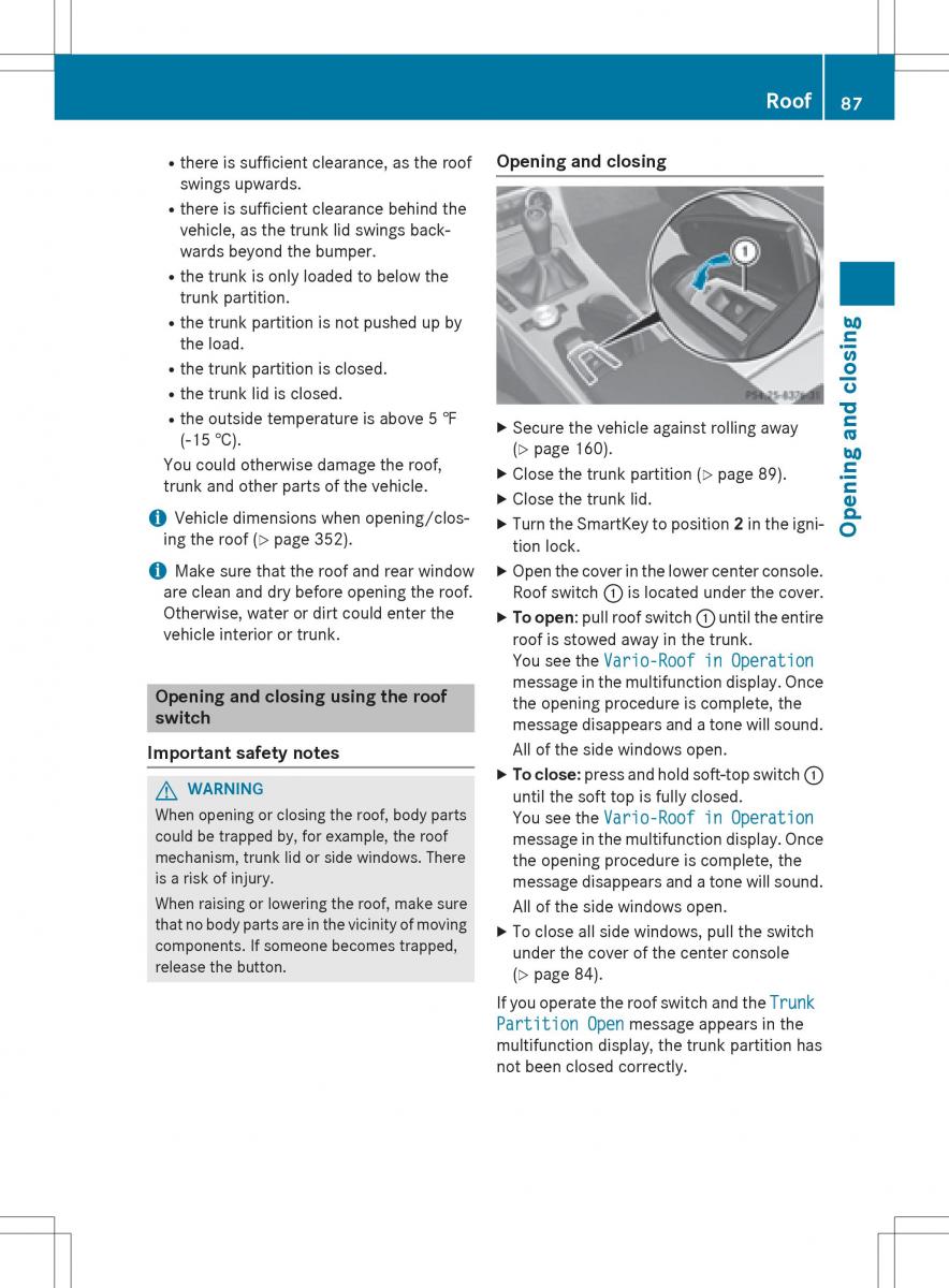 Mercedes Benz SLK R172 owners manual / page 89