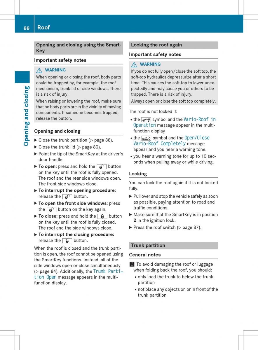 Mercedes Benz SLK R172 owners manual / page 90