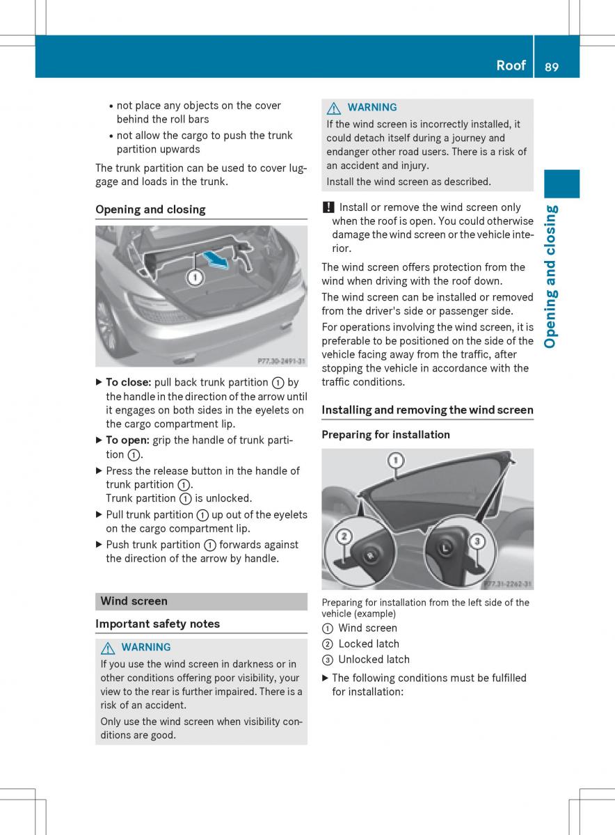 Mercedes Benz SLK R172 owners manual / page 91