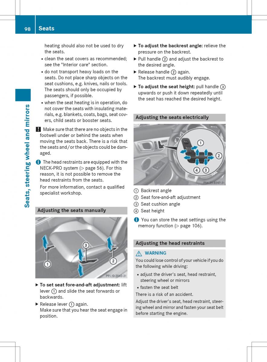 Mercedes Benz SLK R172 owners manual / page 100