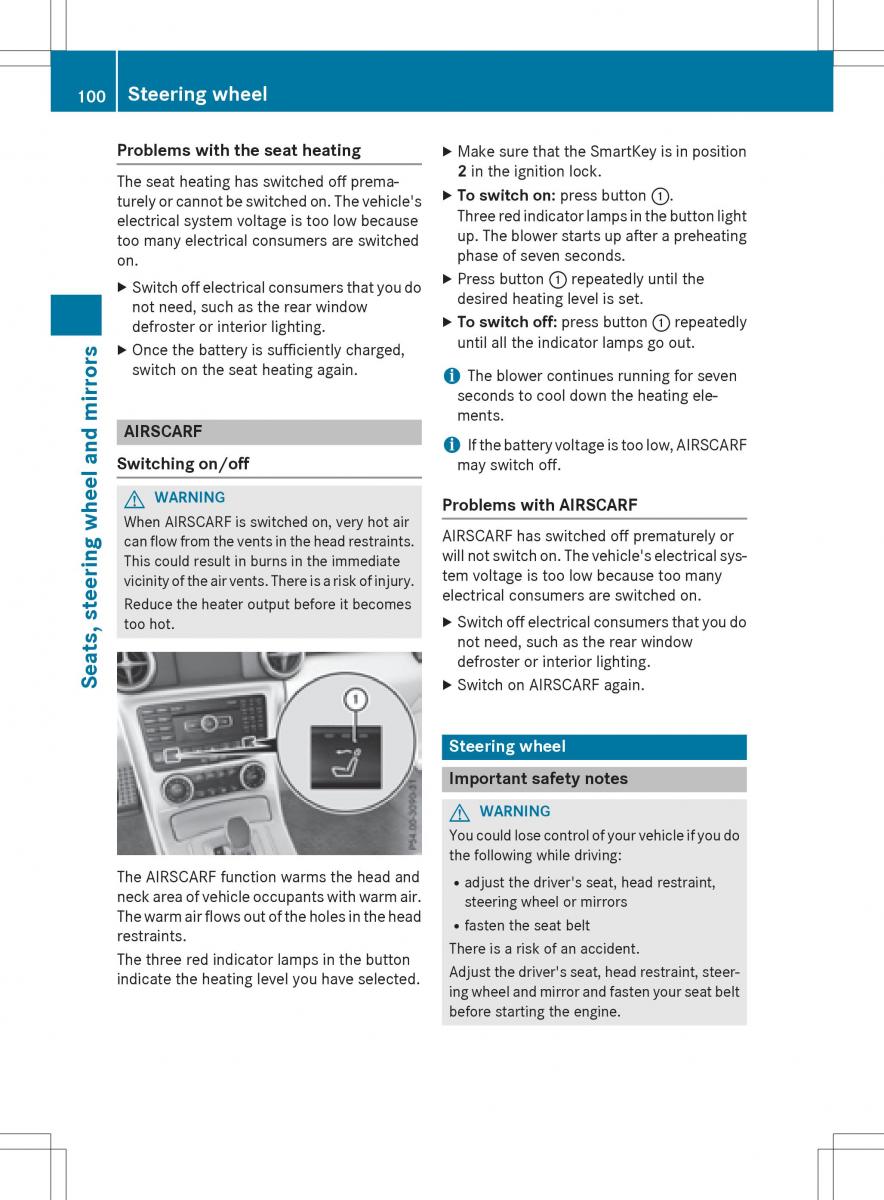 Mercedes Benz SLK R172 owners manual / page 102