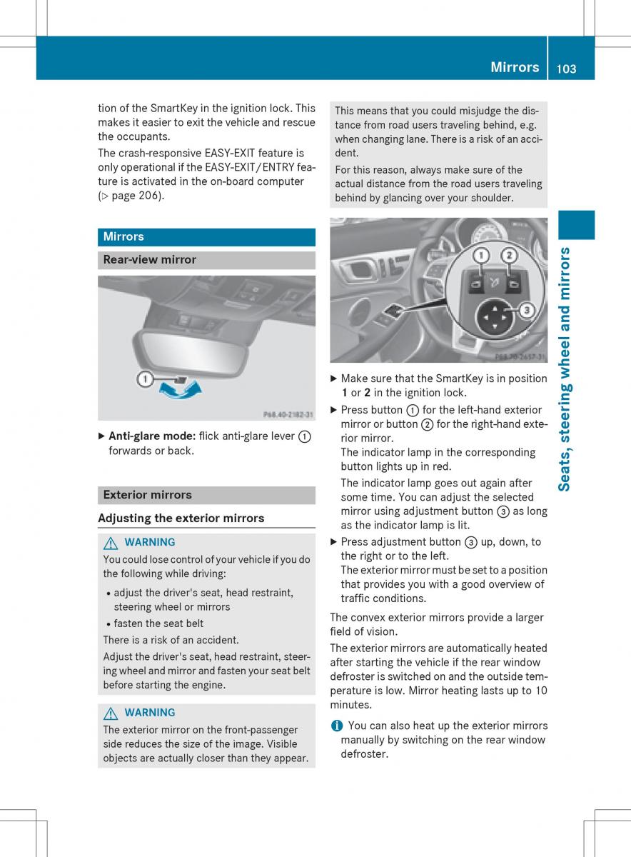 Mercedes Benz SLK R172 owners manual / page 105