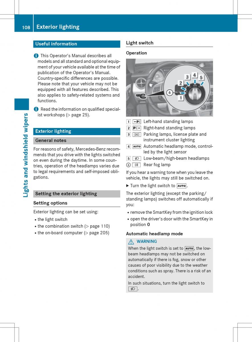 Mercedes Benz SLK R172 owners manual / page 110