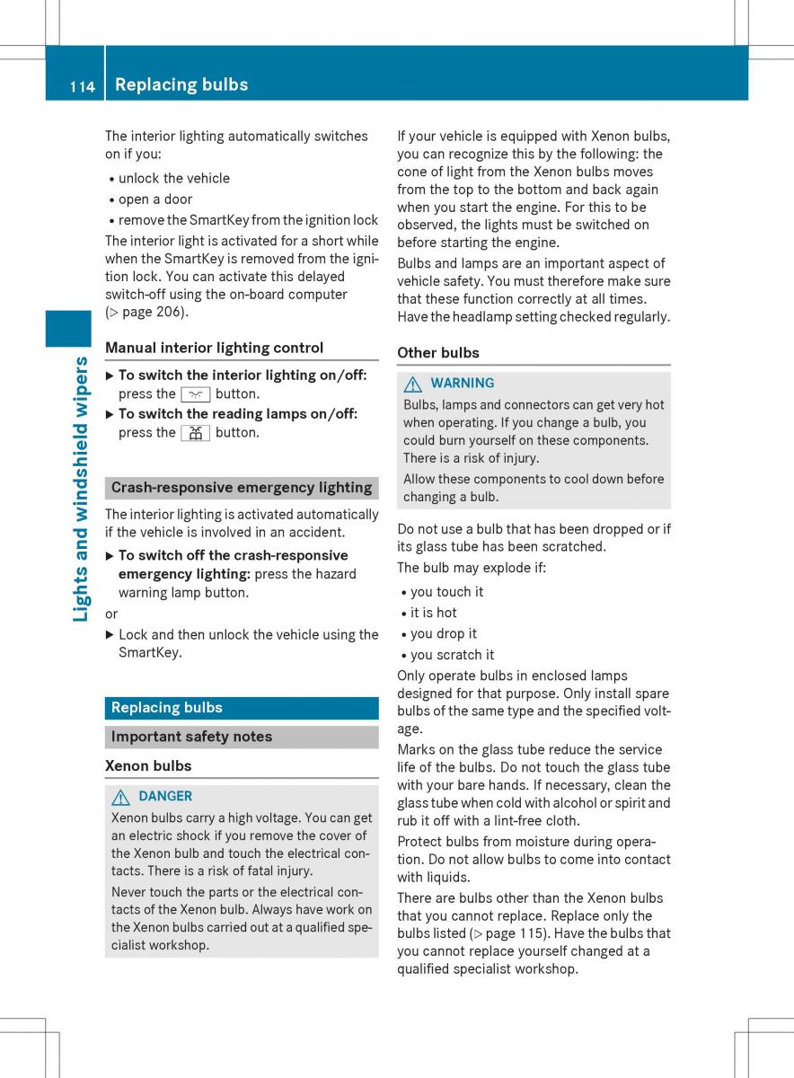 Mercedes Benz SLK R172 owners manual / page 116