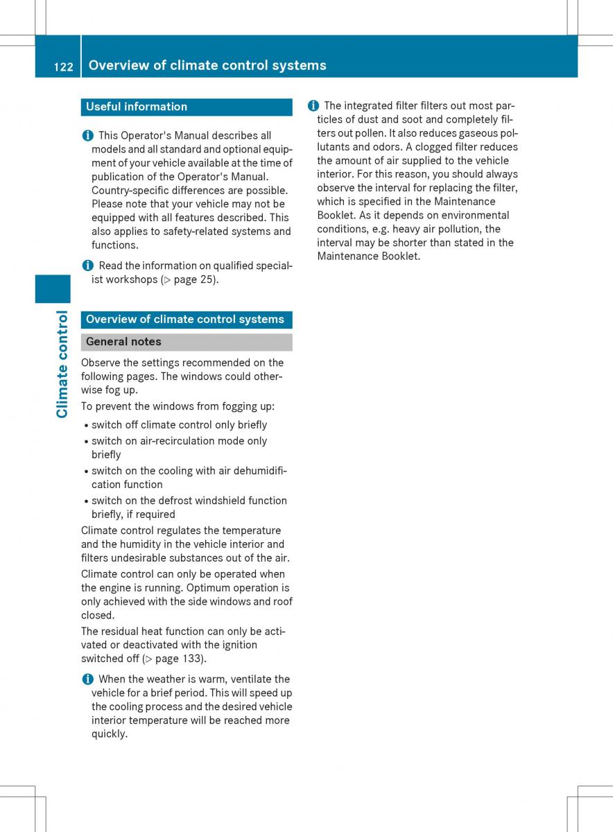 Mercedes Benz SLK R172 owners manual / page 124