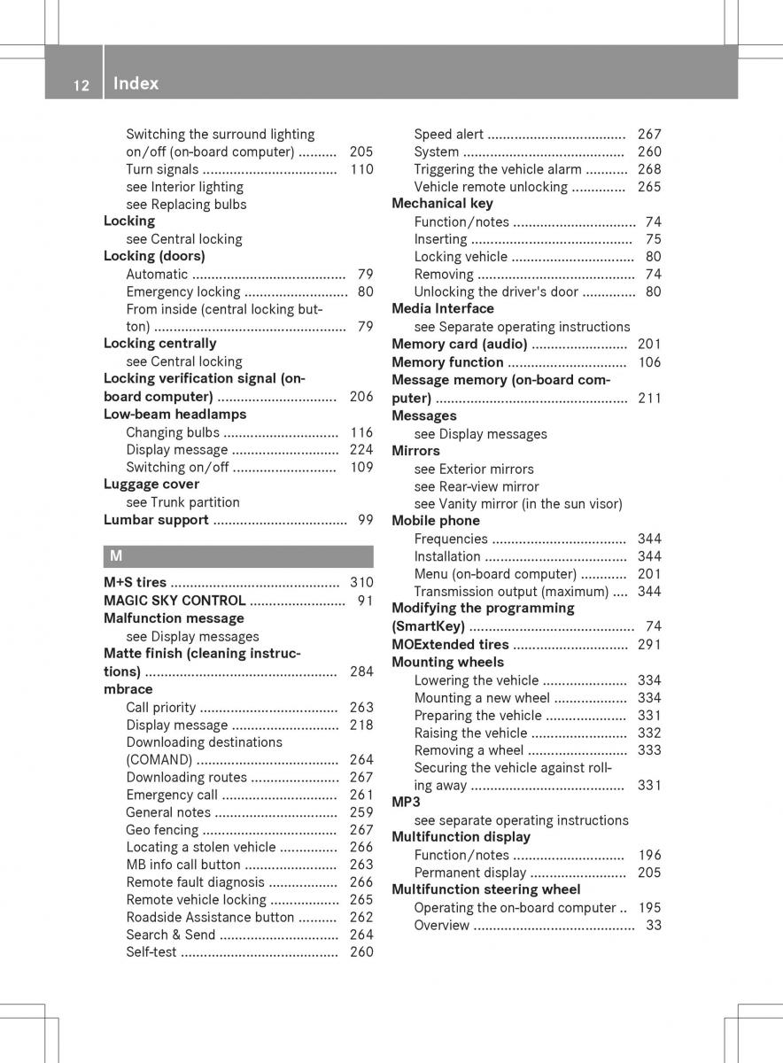 Mercedes Benz SLK R172 owners manual / page 14