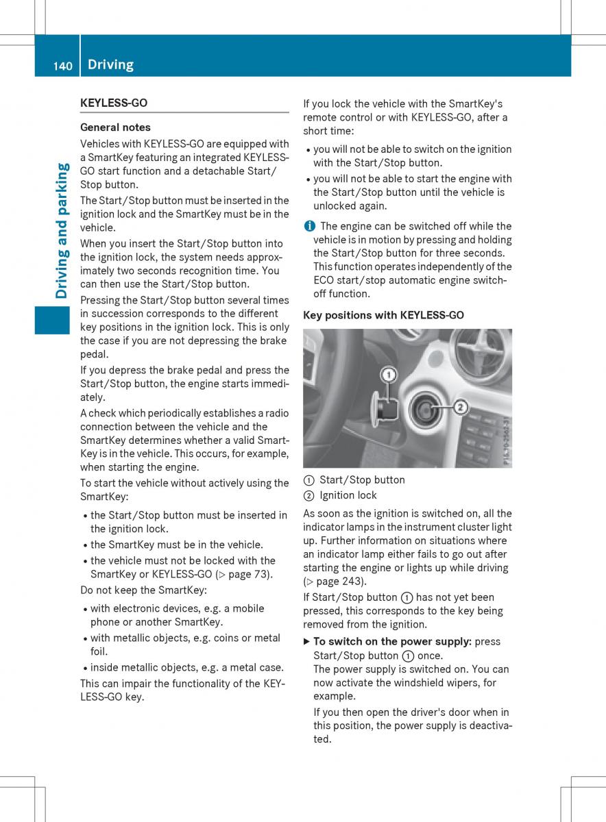 Mercedes Benz SLK R172 owners manual / page 142