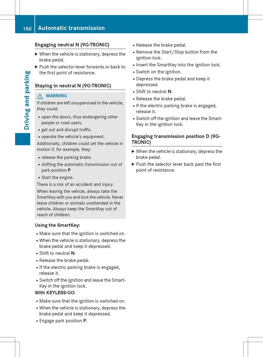 Mercedes Benz SLK R172 owners manual / page 152