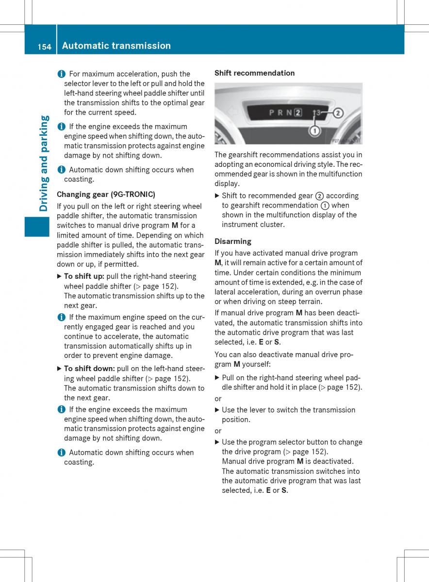 Mercedes Benz SLK R172 owners manual / page 156