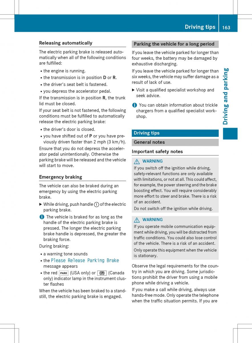 Mercedes Benz SLK R172 owners manual / page 165