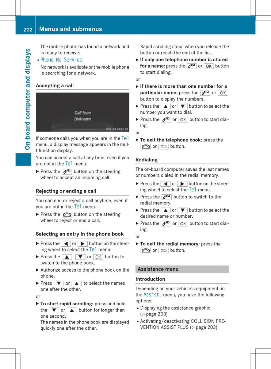 Mercedes Benz SLK R172 owners manual / page 204