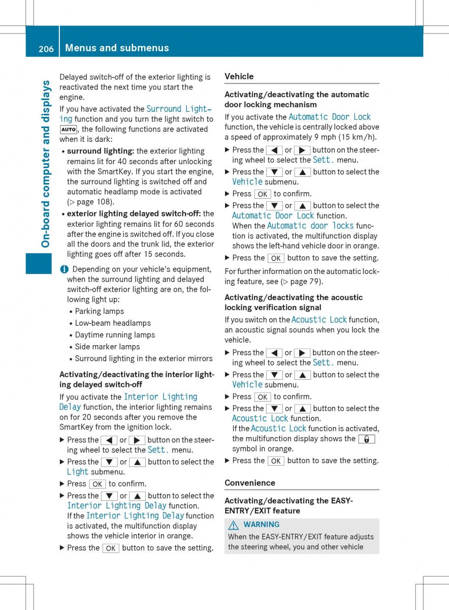 Mercedes Benz SLK R172 owners manual / page 208