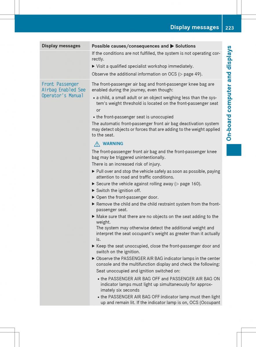 Mercedes Benz SLK R172 owners manual / page 225