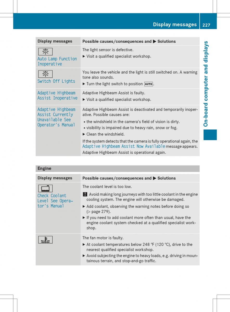 Mercedes Benz SLK R172 owners manual / page 229