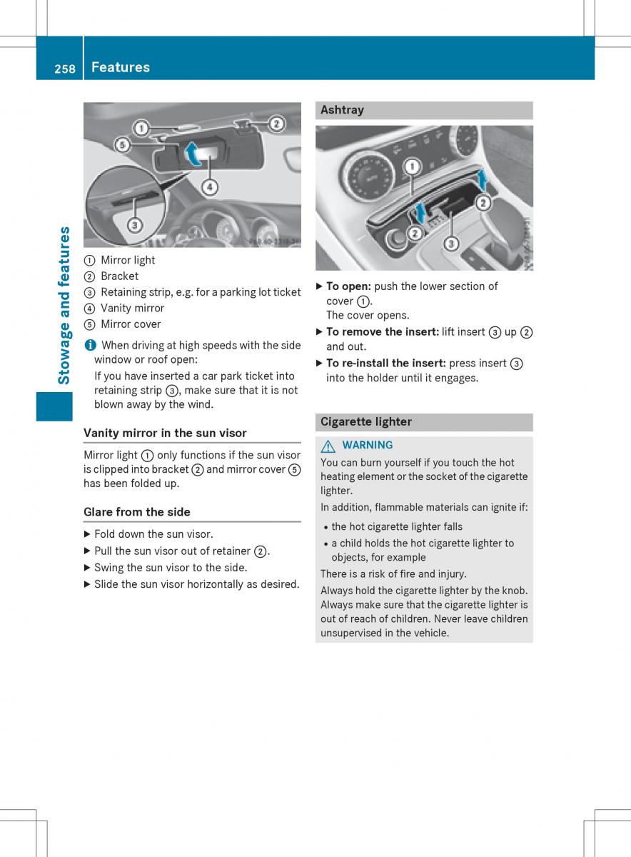 Mercedes Benz SLK R172 owners manual / page 260