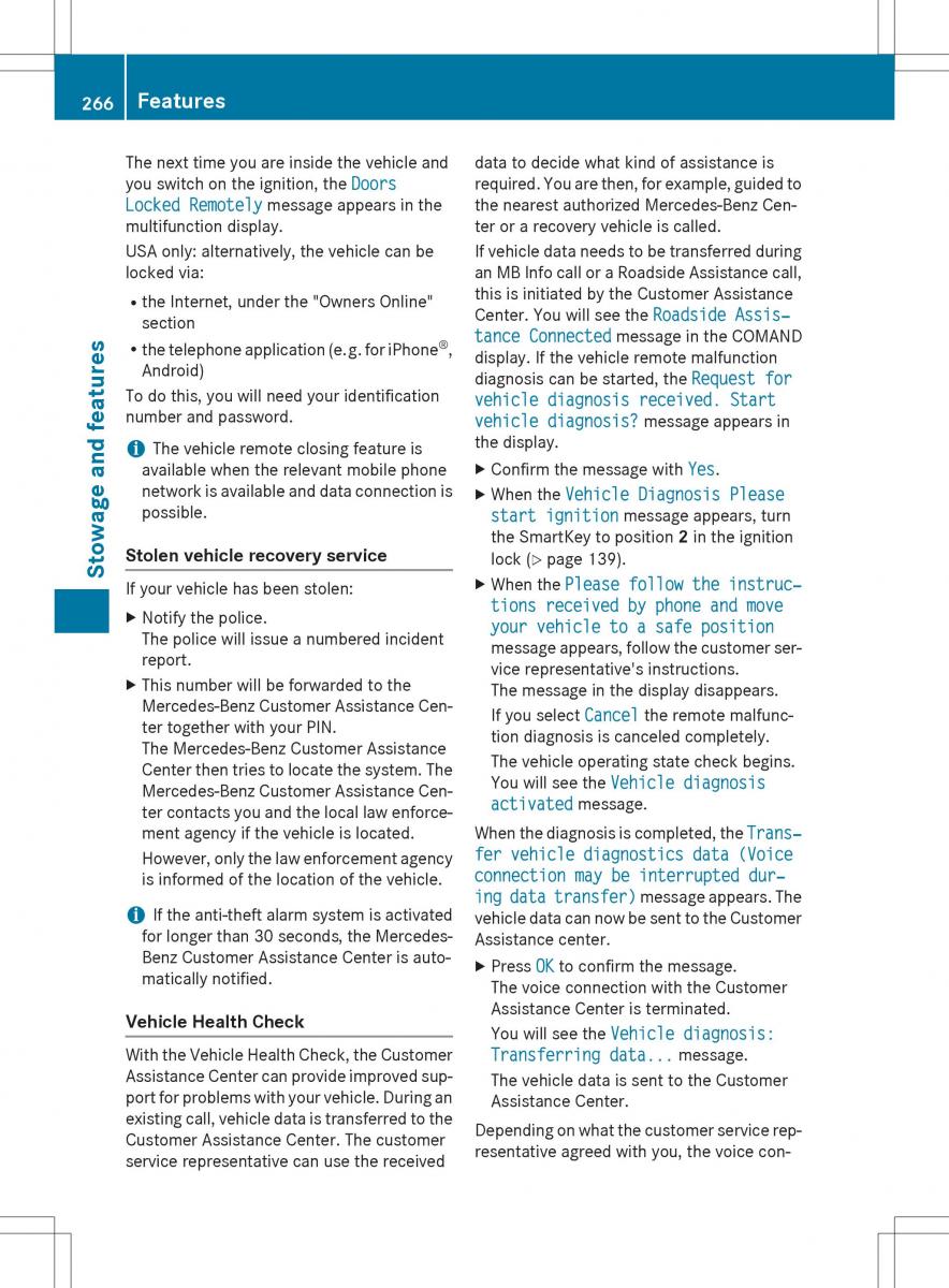 Mercedes Benz SLK R172 owners manual / page 268