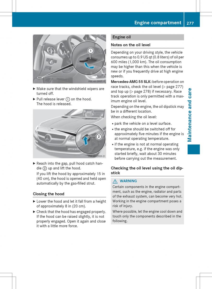 Mercedes Benz SLK R172 owners manual / page 279