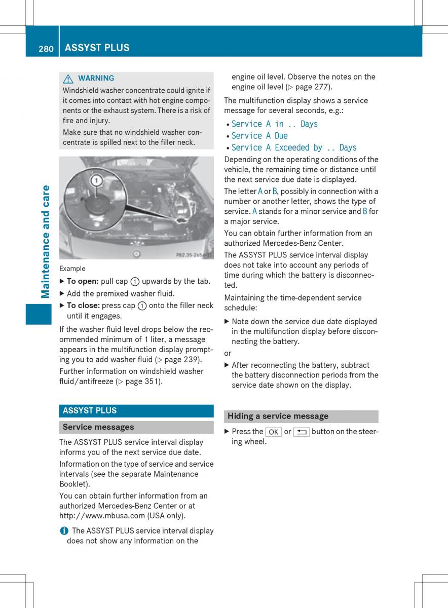 Mercedes Benz SLK R172 owners manual / page 282