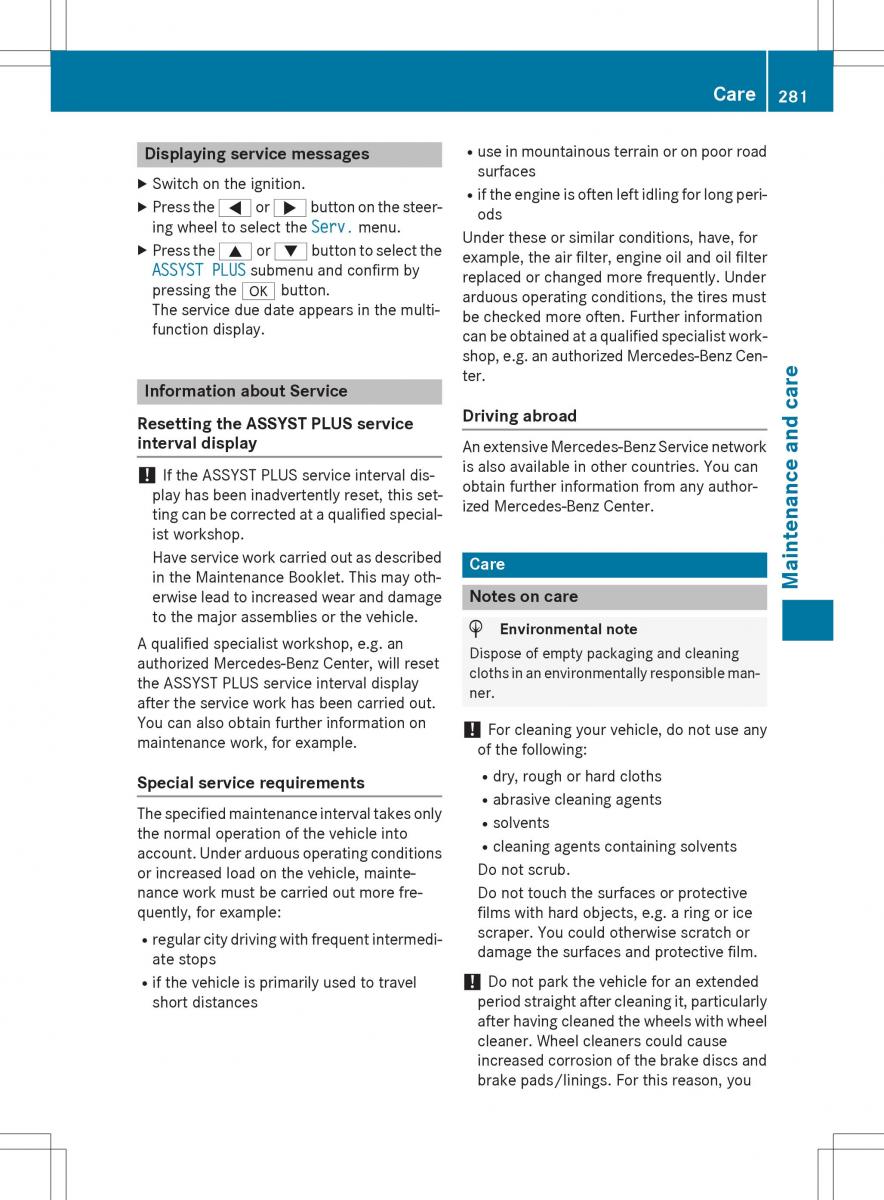 Mercedes Benz SLK R172 owners manual / page 283