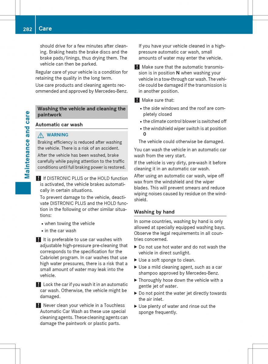 Mercedes Benz SLK R172 owners manual / page 284