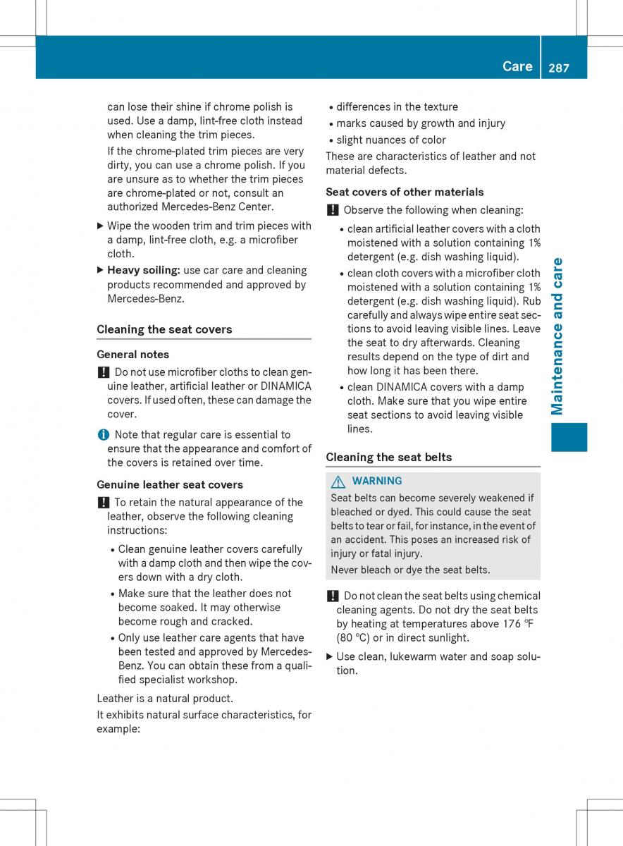 Mercedes Benz SLK R172 owners manual / page 289