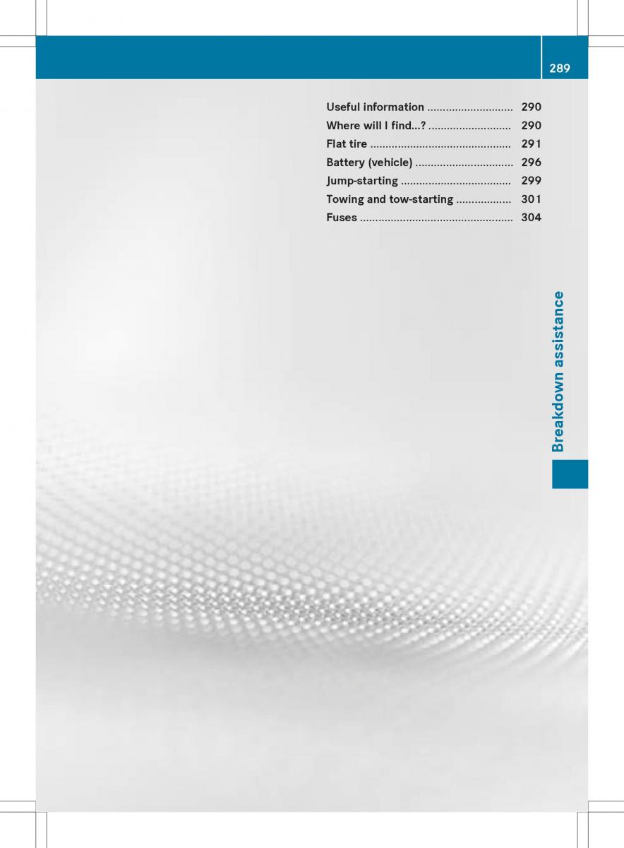 Mercedes Benz SLK R172 owners manual / page 291