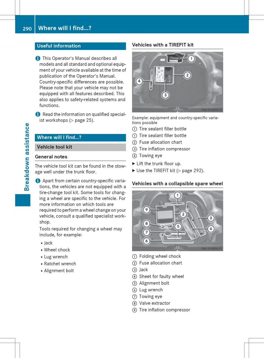 Mercedes Benz SLK R172 owners manual / page 292