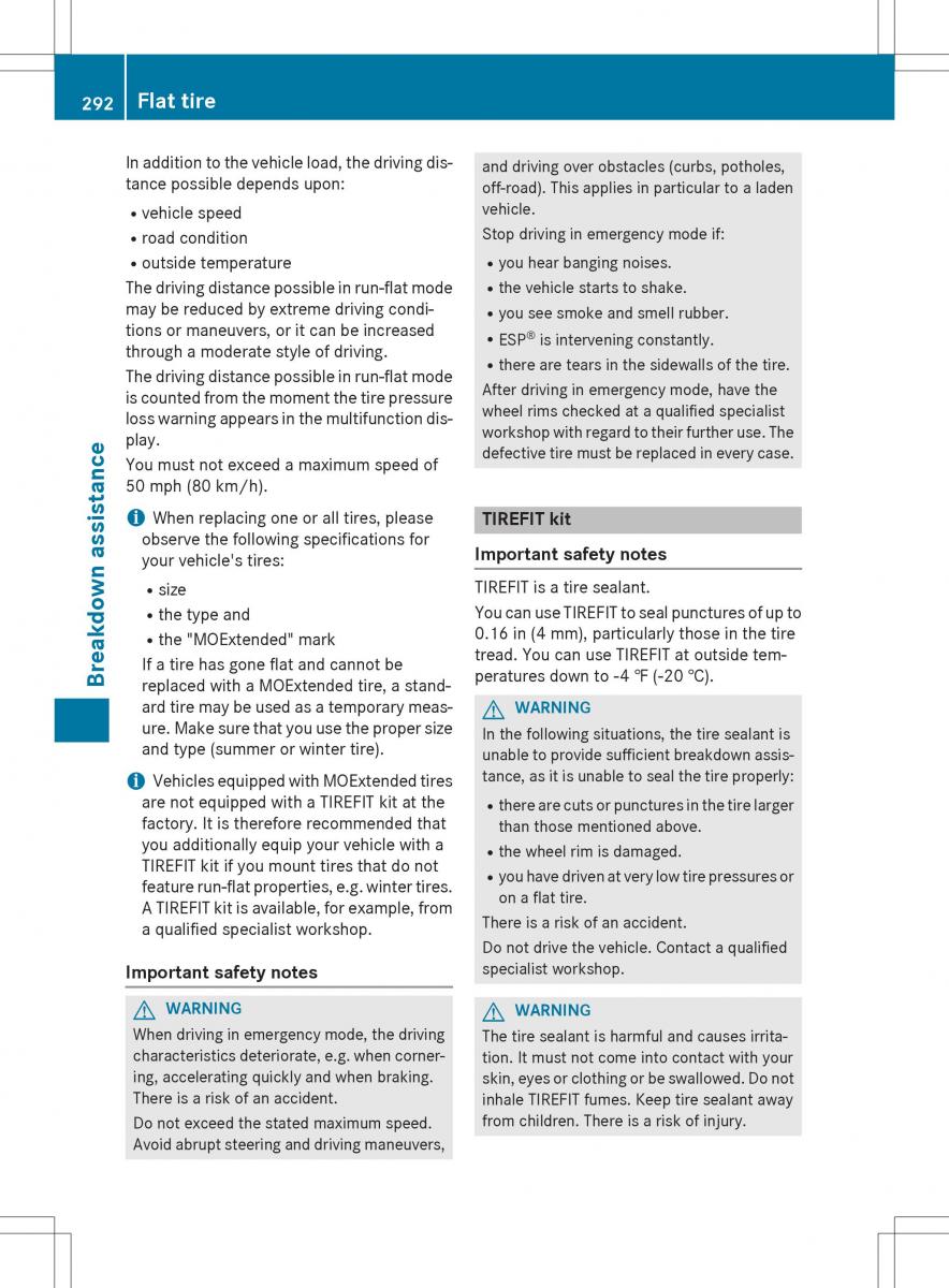 Mercedes Benz SLK R172 owners manual / page 294