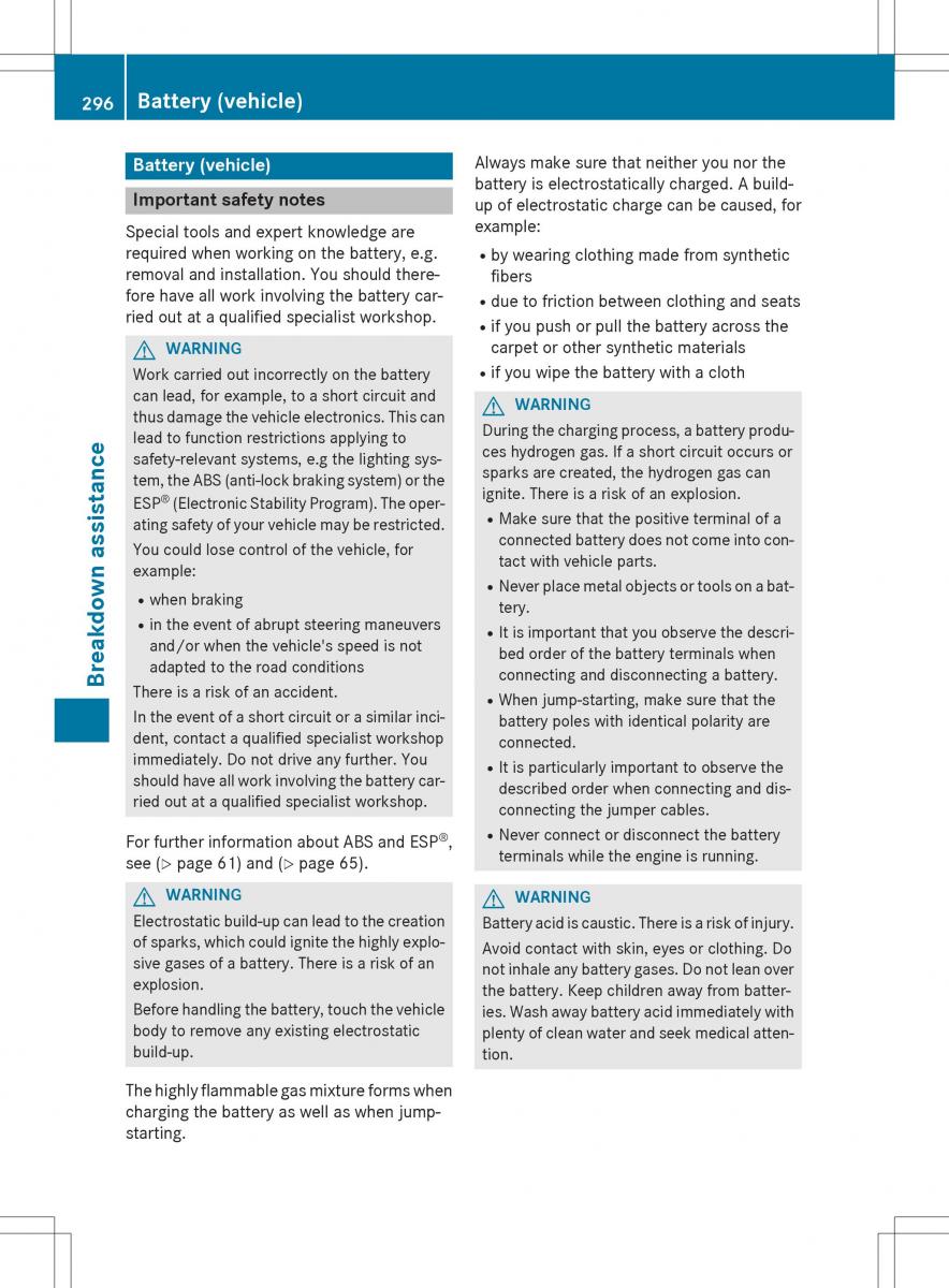 Mercedes Benz SLK R172 owners manual / page 298