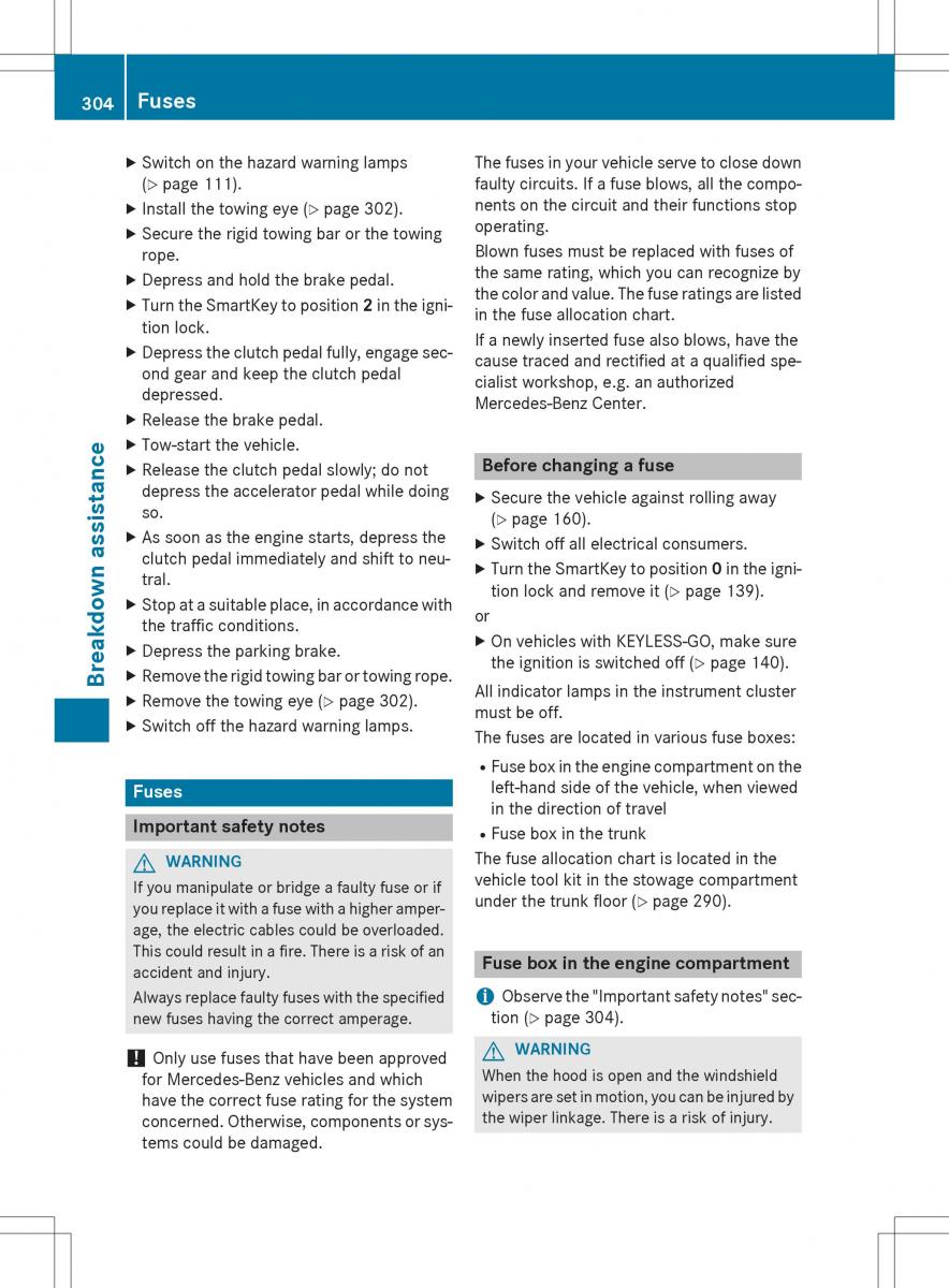 Mercedes Benz SLK R172 owners manual / page 306