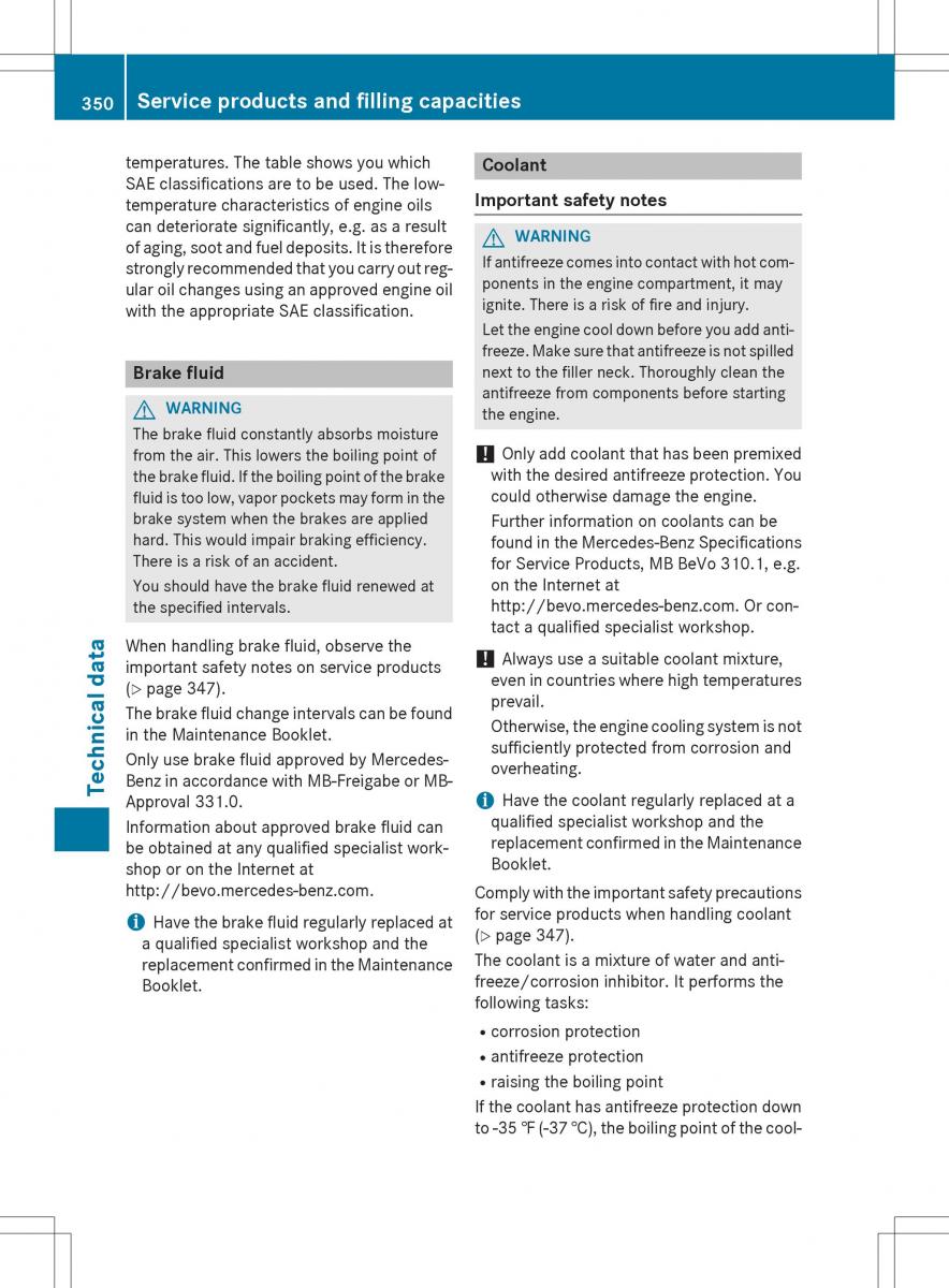 Mercedes Benz SLK R172 owners manual / page 352