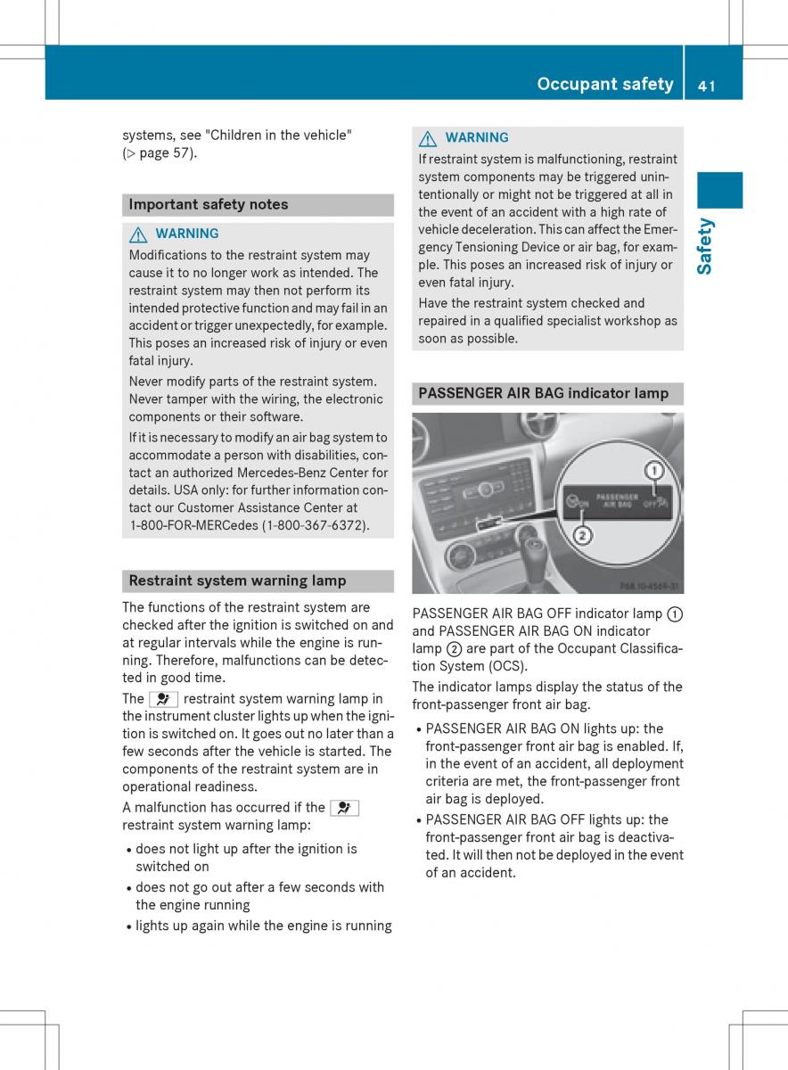 Mercedes Benz SLK R172 owners manual / page 43