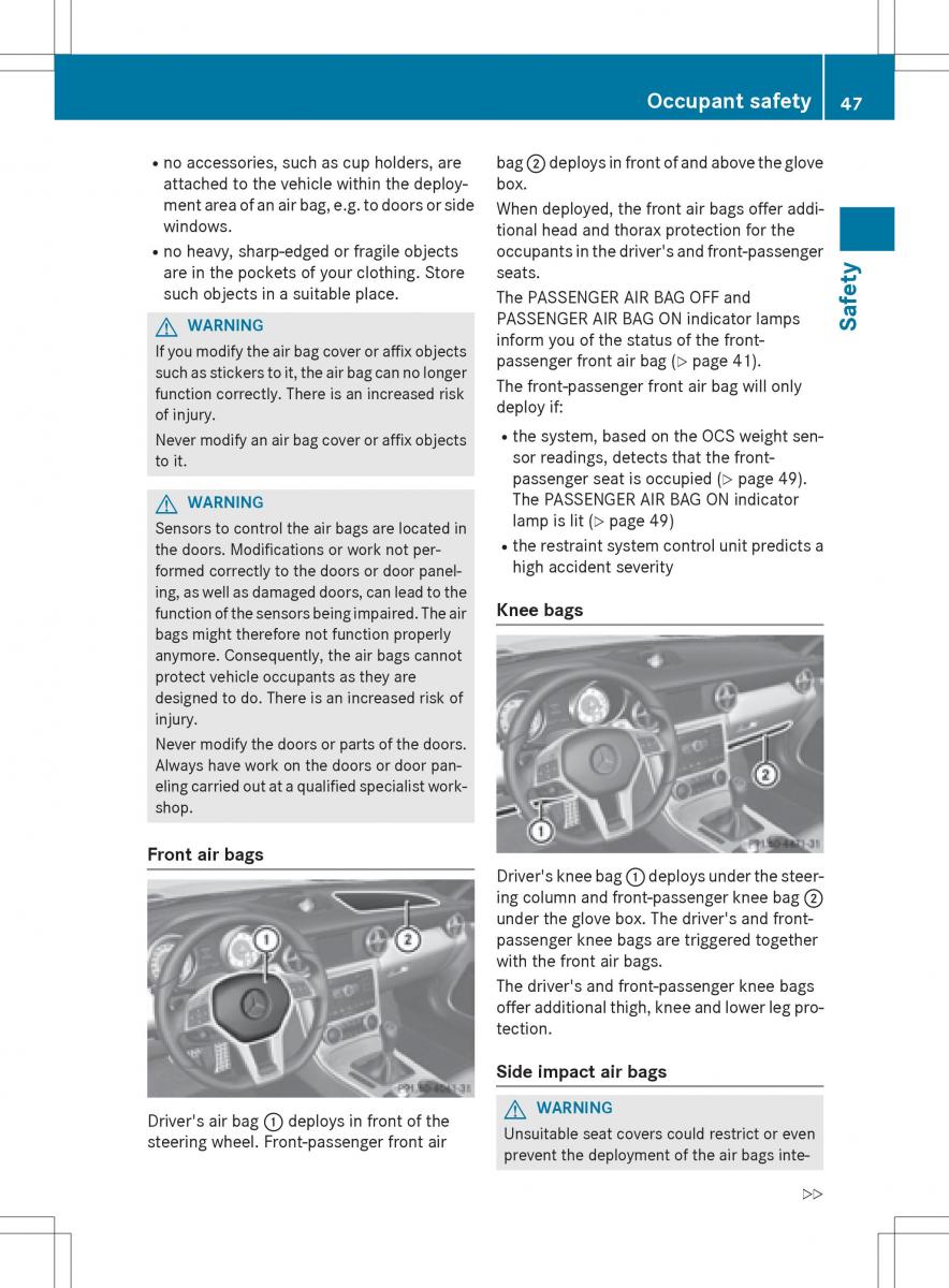 Mercedes Benz SLK R172 owners manual / page 49