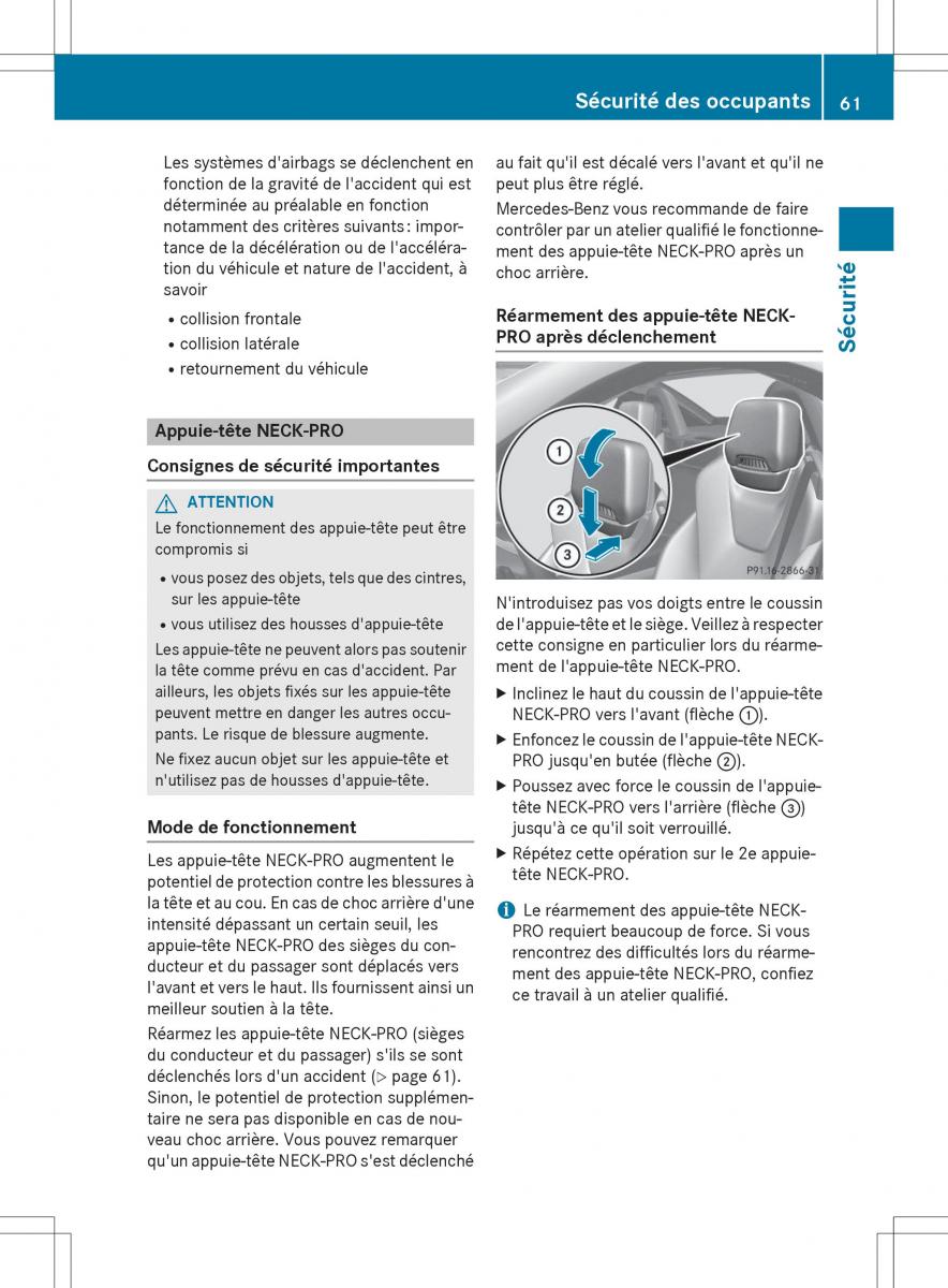 Mercedes Benz SLK R172 manuel du proprietaire / page 63