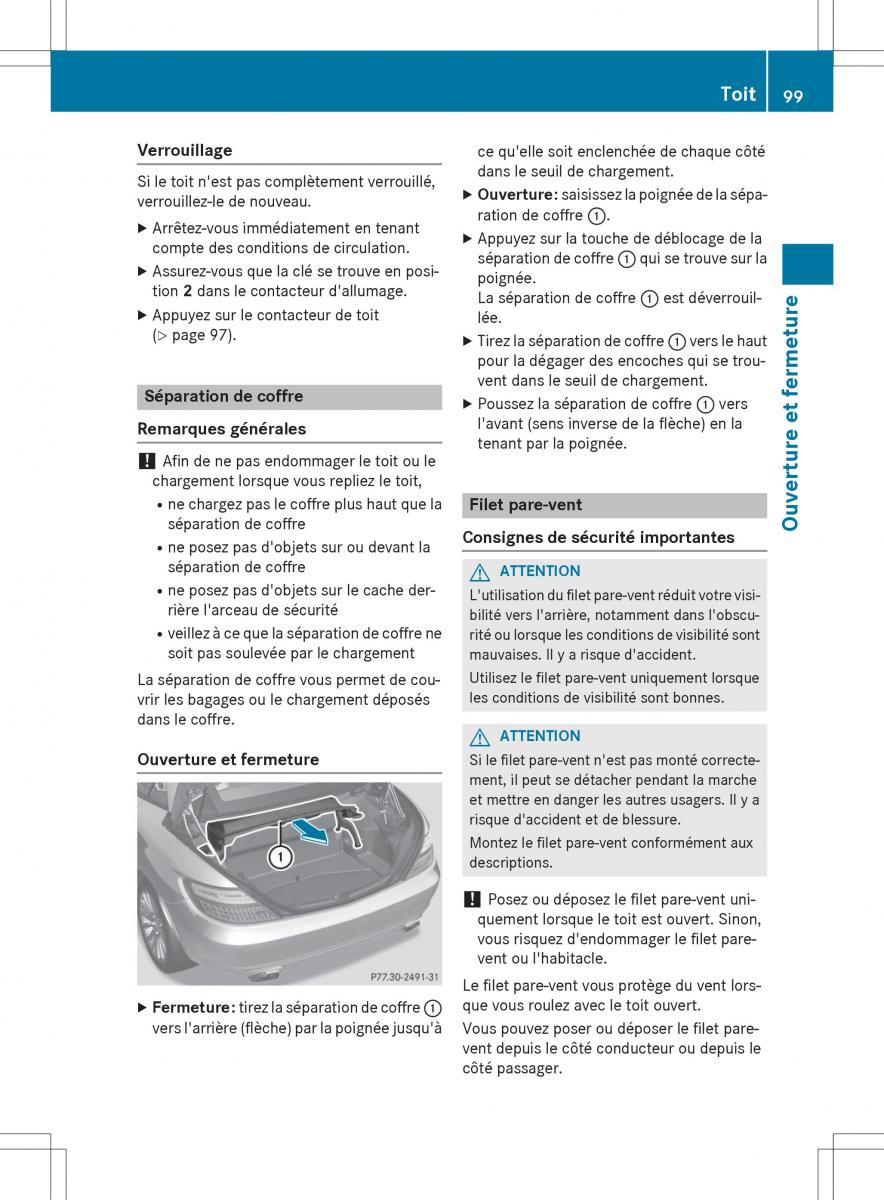 Mercedes Benz SLK R172 manuel du proprietaire / page 101