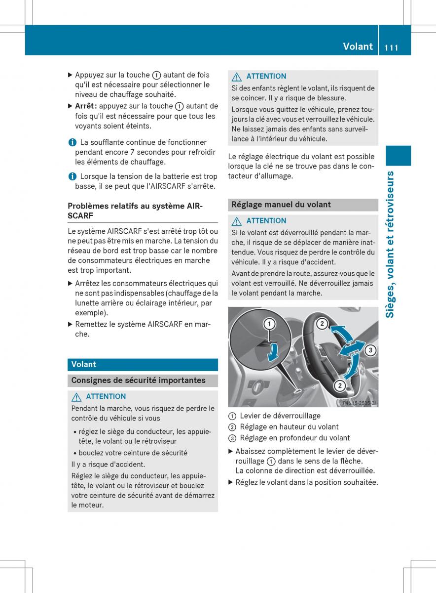 Mercedes Benz SLK R172 manuel du proprietaire / page 113