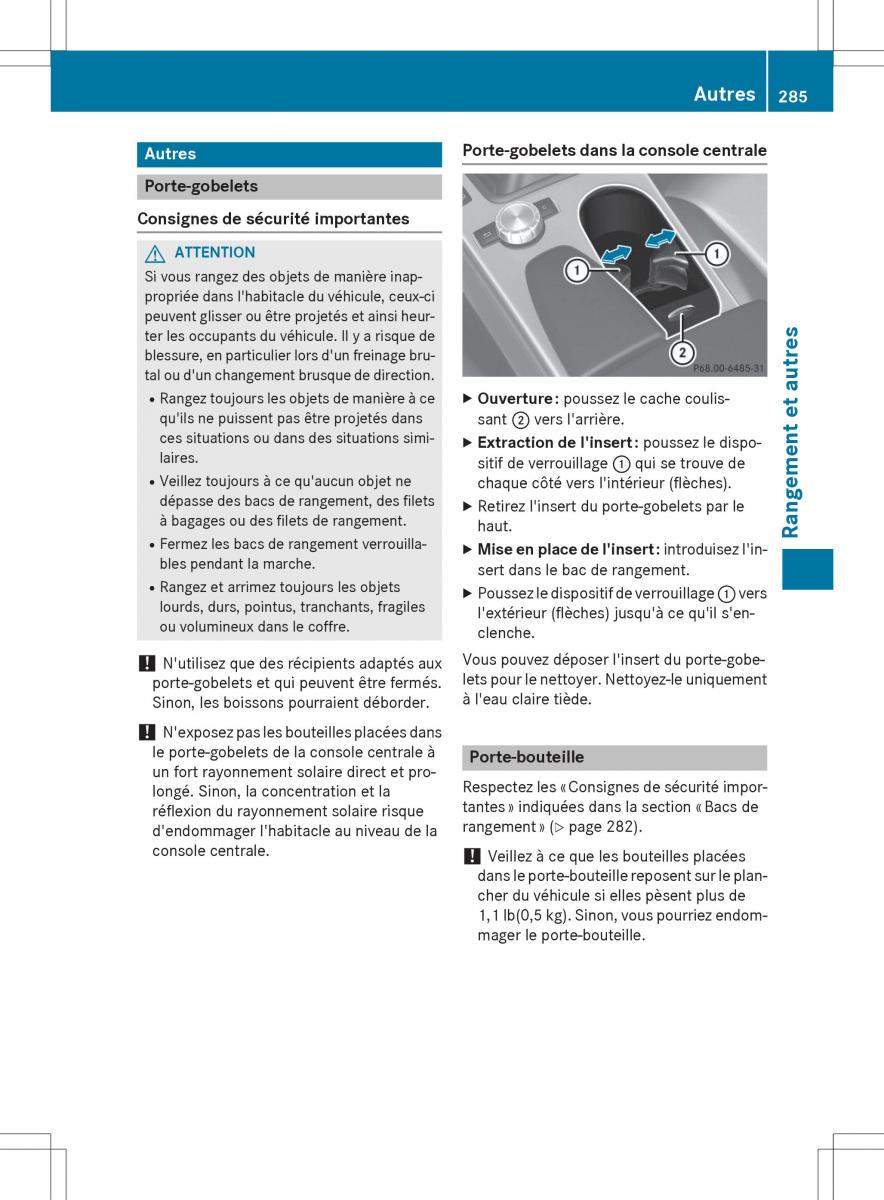 Mercedes Benz SLK R172 manuel du proprietaire / page 287