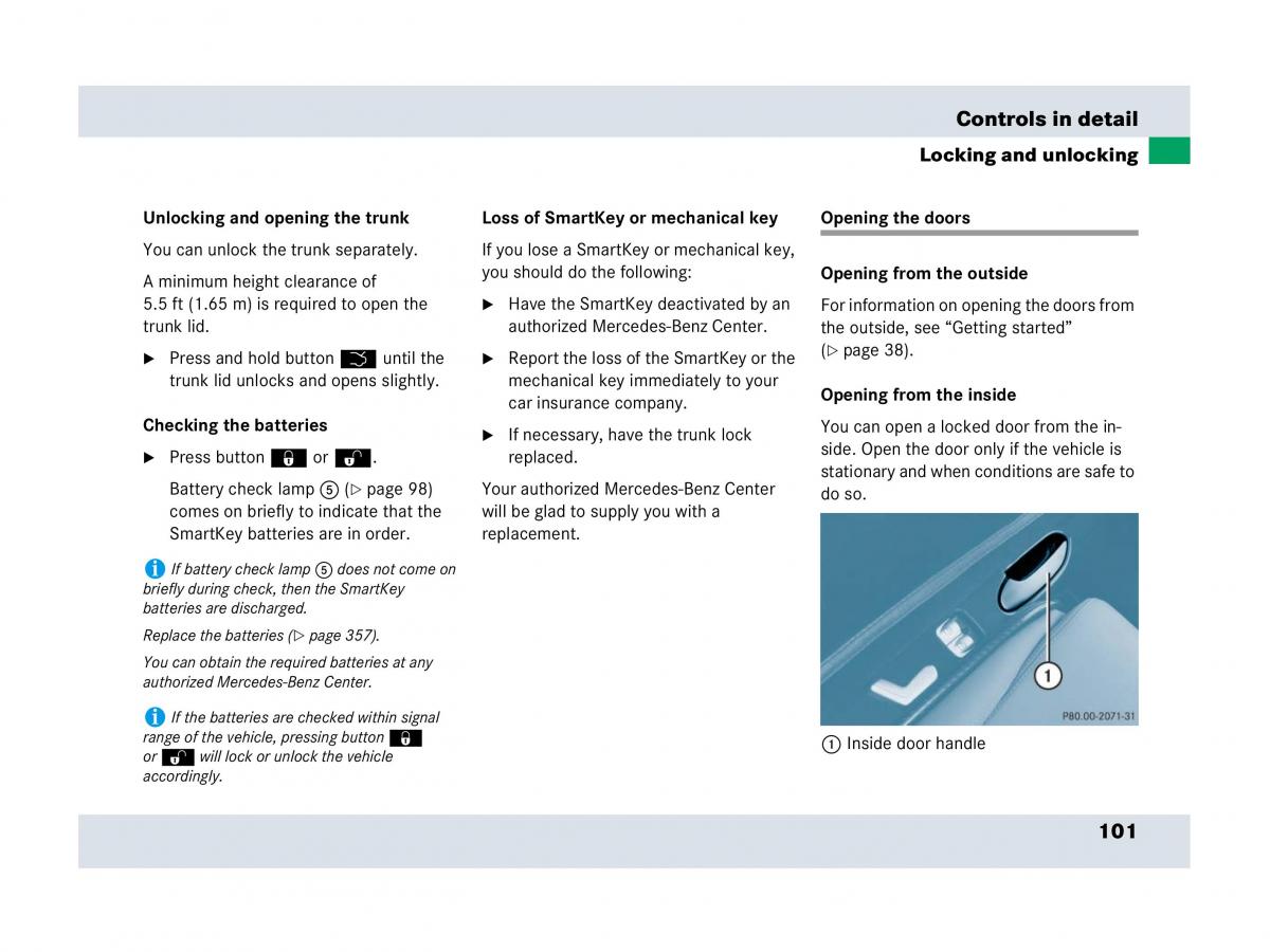 Mercedes Benz SLR McLaren R199 owners manual / page 102