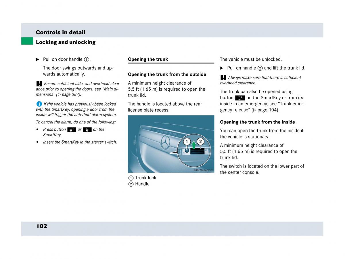 Mercedes Benz SLR McLaren R199 owners manual / page 103