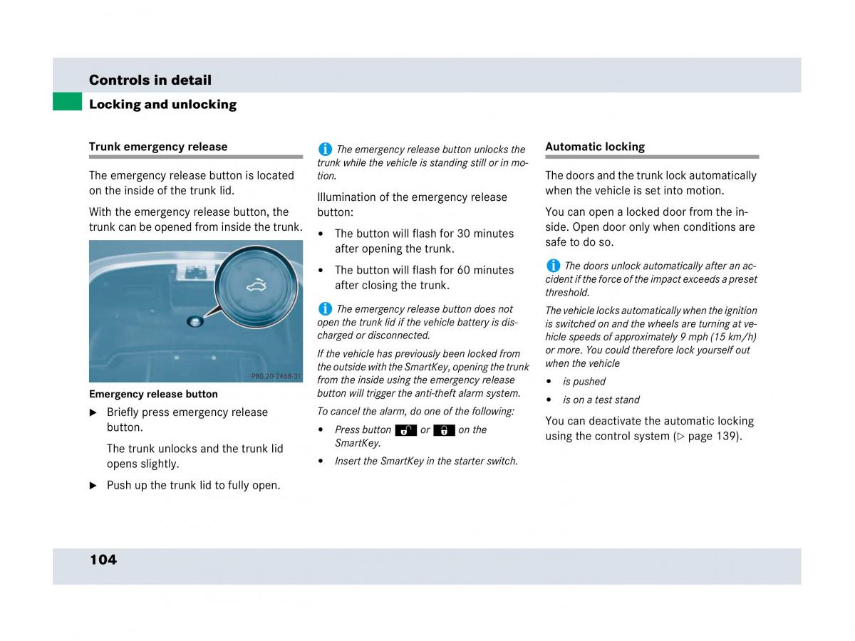 Mercedes Benz SLR McLaren R199 owners manual / page 105