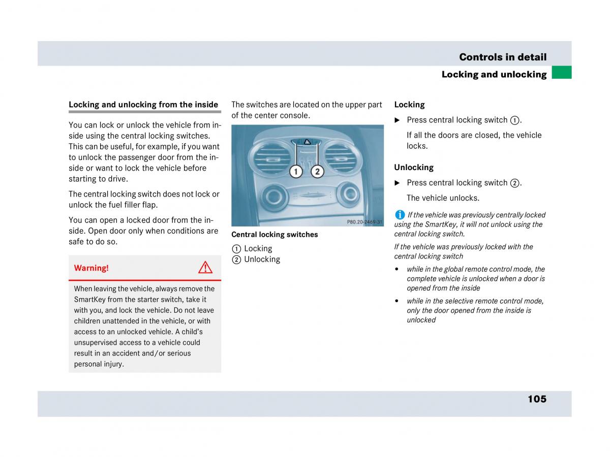 Mercedes Benz SLR McLaren R199 owners manual / page 106