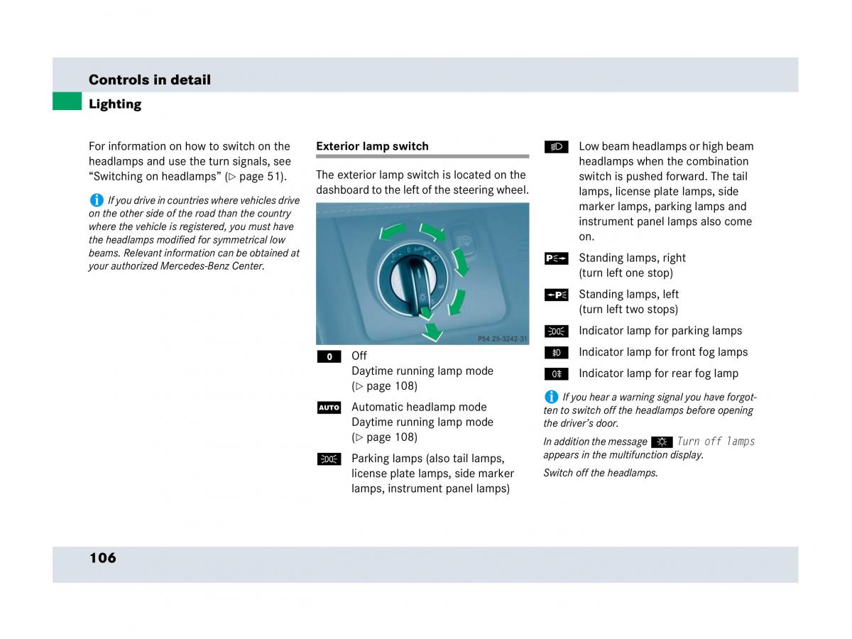 Mercedes Benz SLR McLaren R199 owners manual / page 107