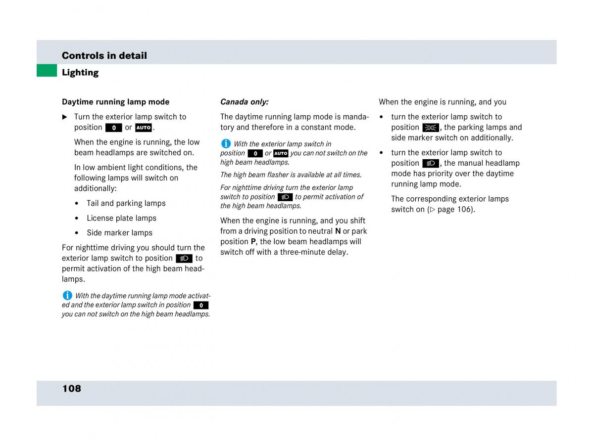 Mercedes Benz SLR McLaren R199 owners manual / page 109