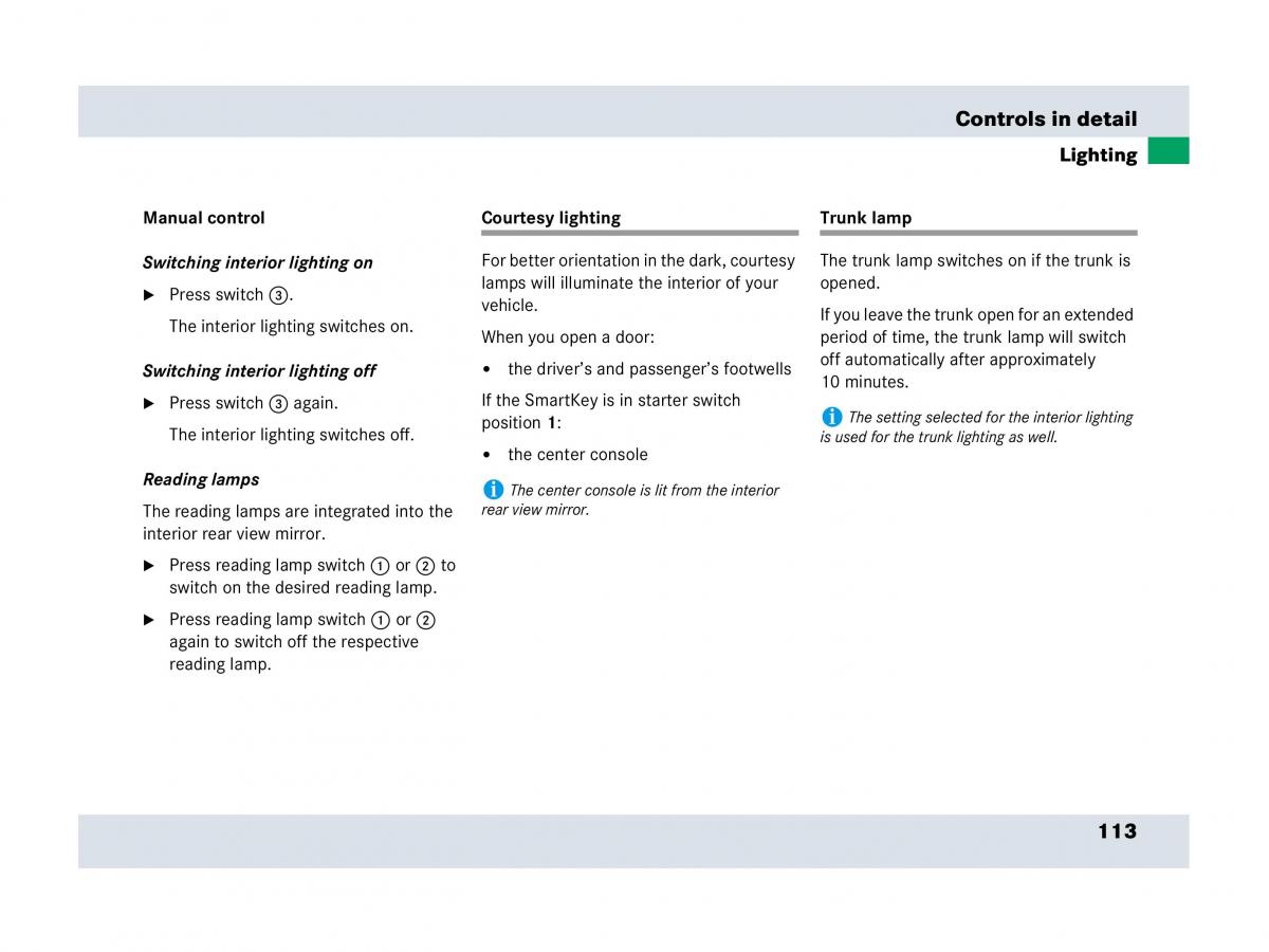 Mercedes Benz SLR McLaren R199 owners manual / page 114