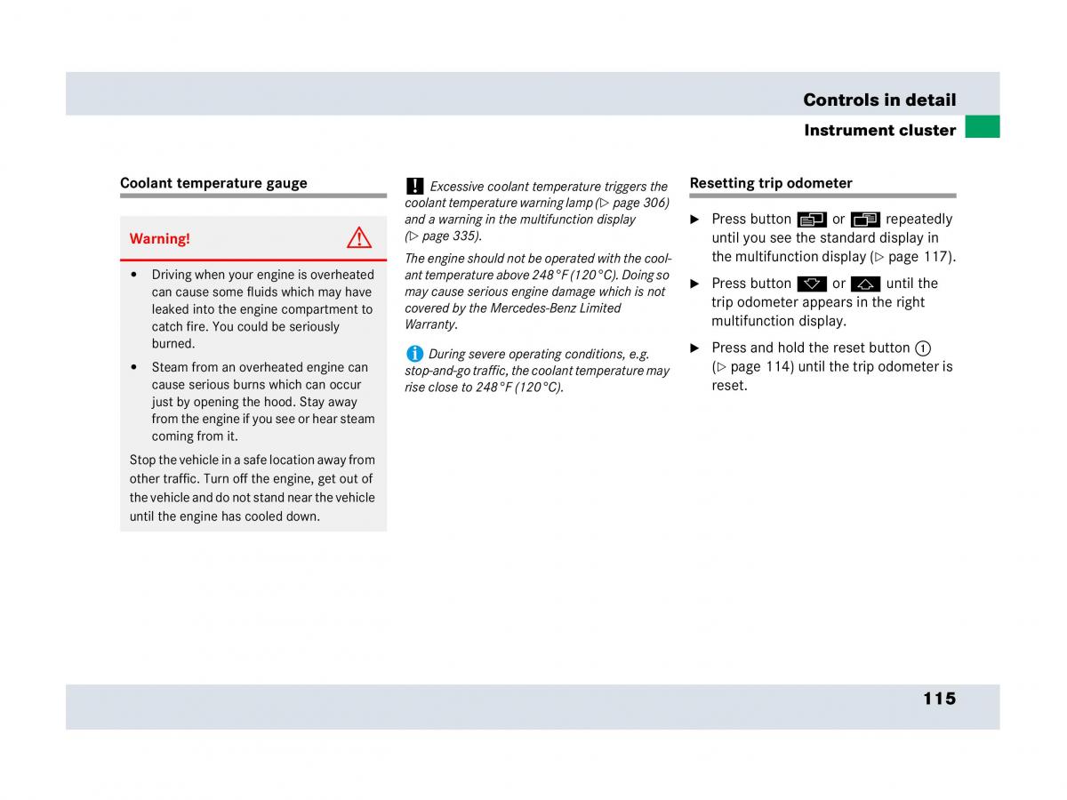 Mercedes Benz SLR McLaren R199 owners manual / page 116