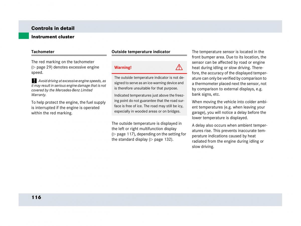 Mercedes Benz SLR McLaren R199 owners manual / page 117