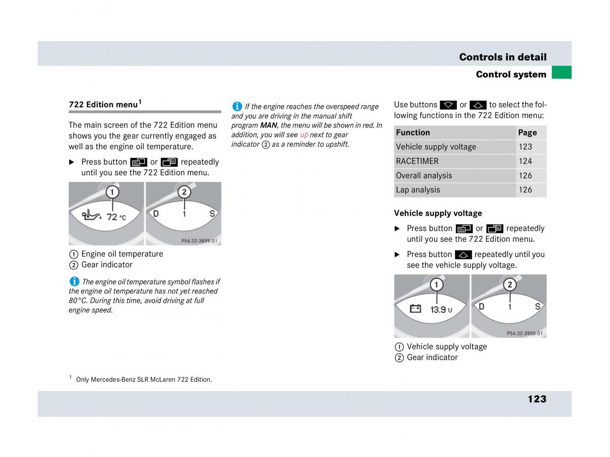 Mercedes Benz SLR McLaren R199 owners manual / page 124