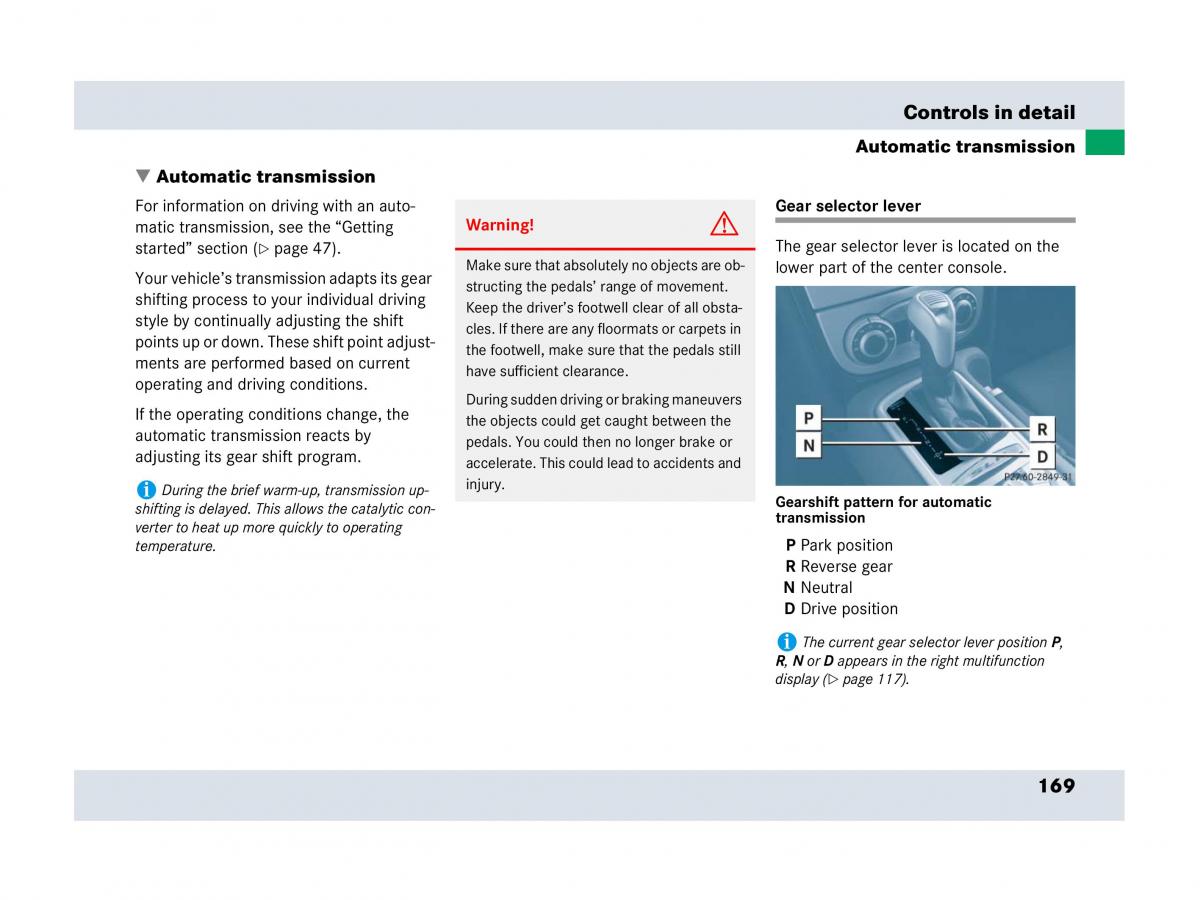 Mercedes Benz SLR McLaren R199 owners manual / page 170